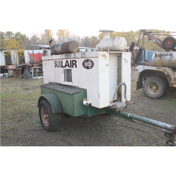 Sullair 185cfm Air Compressor W/Cart; 4cyl Gas Engine