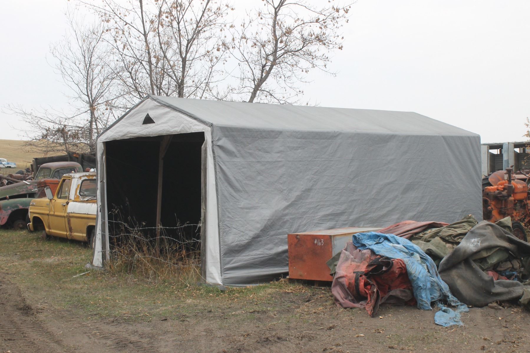grey canvas tarp shelter