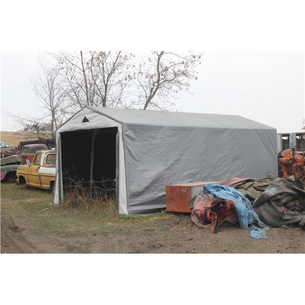 grey canvas tarp shelter
