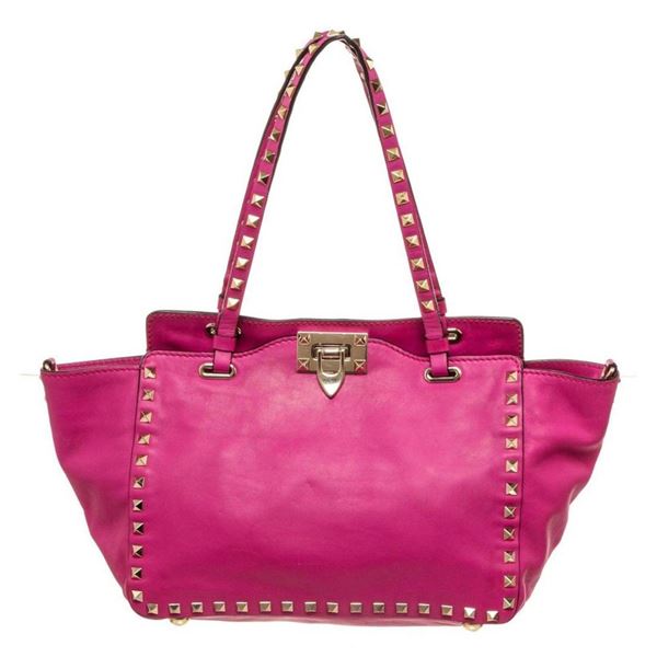 Valentino Pink Leather Small Rockstud Shoulder Bag