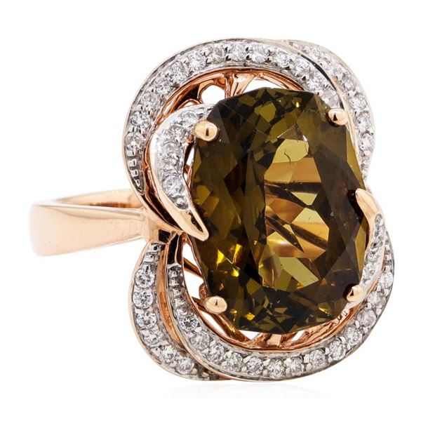 8.80 ctw Rectangular Cushion Mixed Golden Tourmaline And Round Brilliant Cut Dia