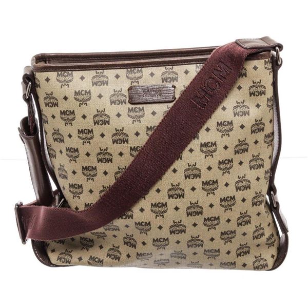 MCM Brown Visetos Coated Canvas Crossbody Bag