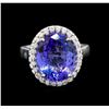 Image 2 : 14KT White Gold 7.98 ctw Tanzanite and Diamond Ring