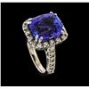 Image 4 : GIA Cert 9.36 ctw Tanzanite and Diamond Ring - 14KT White Gold