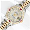 Image 2 : Rolex Ladies 2 Tone Silver Diamond & Ruby Oyster Perpetual Datejust Wristwatch T