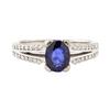 Image 2 : 1.61 ctw Blue Sapphire And Diamond Ring - 14KT White Gold