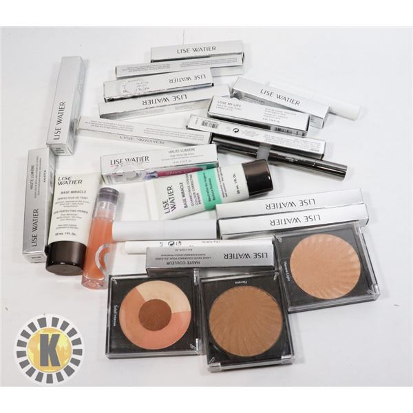 BAG OF ASSORTED LISE WATIER MAKE-UP PRODUCTS