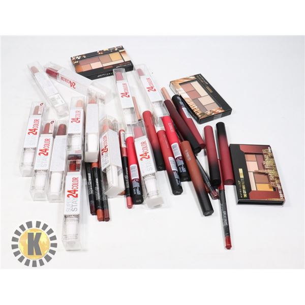 BAG OF ASSORTED MAYBELLINE COSMETIC PRODUCTS