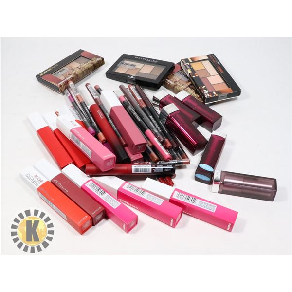 BAG OF ASSORTED MAYBELLINE COSMETIC PRODUCTS