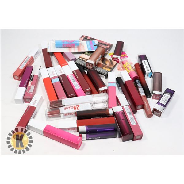 BAG OF ASSORTED MAYBELLINE COSMETIC PRODUCTS