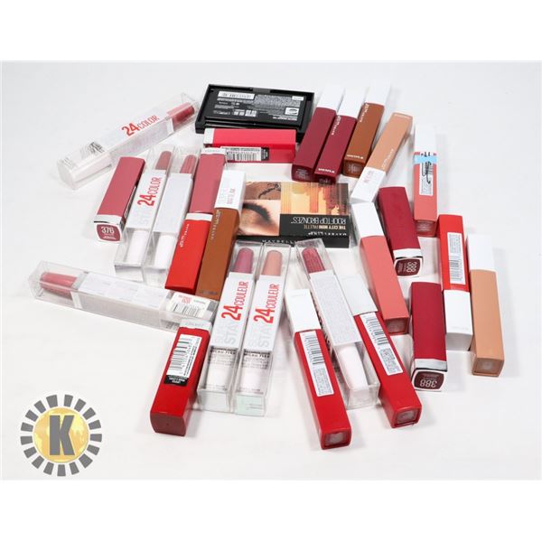 BAG OF ASSORTED MAYBELLINE COSMETIC PRODUCTS