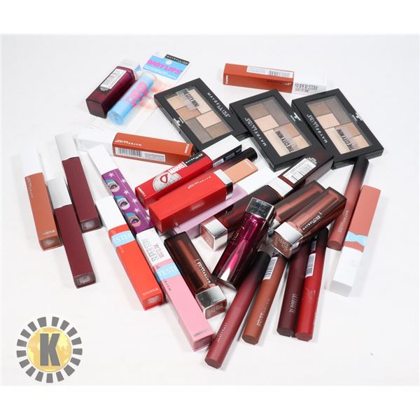 BAG OF ASSORTED MAYBELLINE COSMETIC PRODUCTS