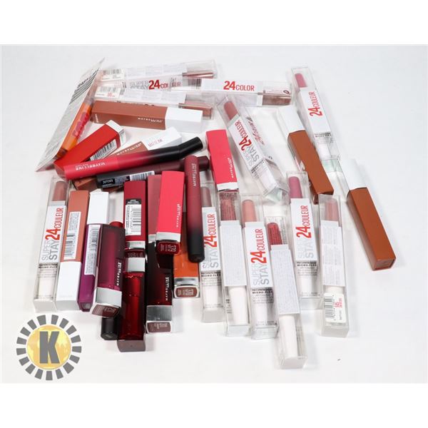 BAG OF ASSORTED MAYBELLINE COSMETIC PRODUCTS