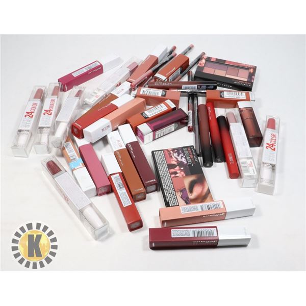 BAG OF ASSORTED MAYBELLINE COSMETIC PRODUCTS