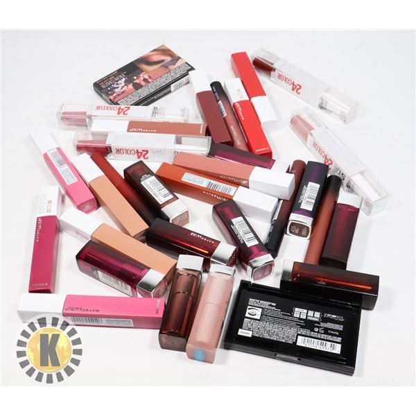 BAG OF ASSORTED MAYBELLINE COSMETIC PRODUCTS