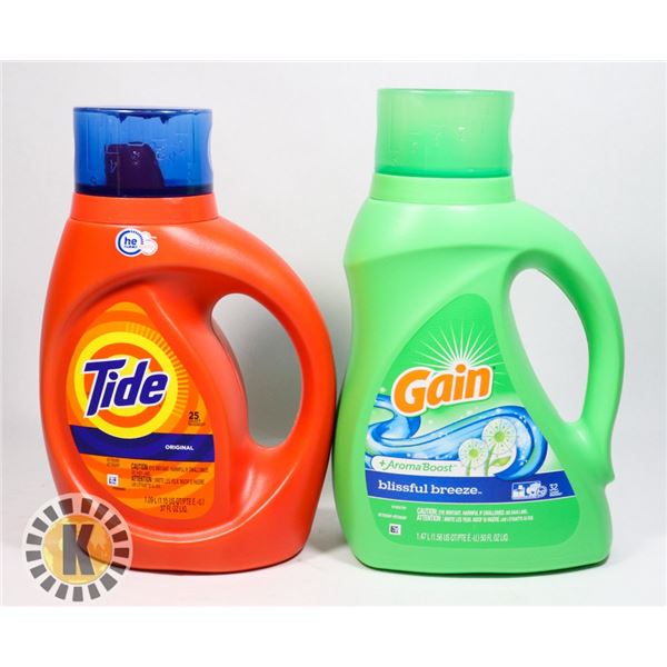 BAG OF ONE 1.47L GAIN AND ONE 1.09 TIDE DETERGENT