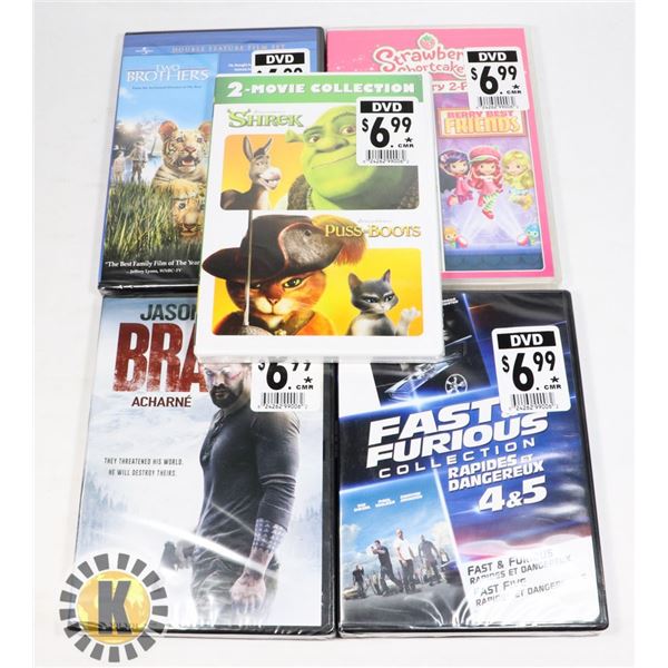 BAG OF 5 ASSORTED DVDS