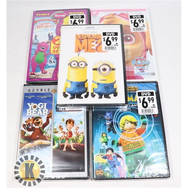 BAG OF 5 ASSORTED DVDS