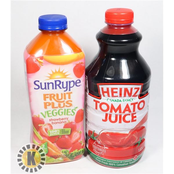 BAG OF ONE HEINZ TOMATO JUICE  & ONE SUNRYPE