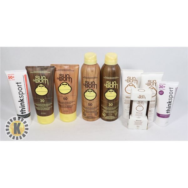 BAG OF ASSORTED SUN SCREEN PRODUCTS