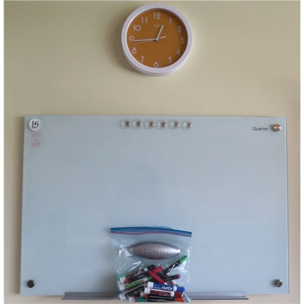 Nito Wall Clock & Quartet White Board w/ Magnets & Markers