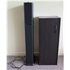 Image 1 : Brookstone iDesign Tower Stereo Speaker 588459 (needs repair) & 3 Tier Cabinet