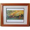 Image 1 : Wood Framed Art Work: Volcano at Dusk Signed by Artist D. Varex 16" x 13"