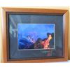 Image 1 : Wood Framed Art Work: Volcano Signed by Artist D. Brad Lewis 12" x 10"