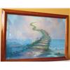 Image 1 : Wood Framed Art Work: Staircase to the Clouds 32" x 23"