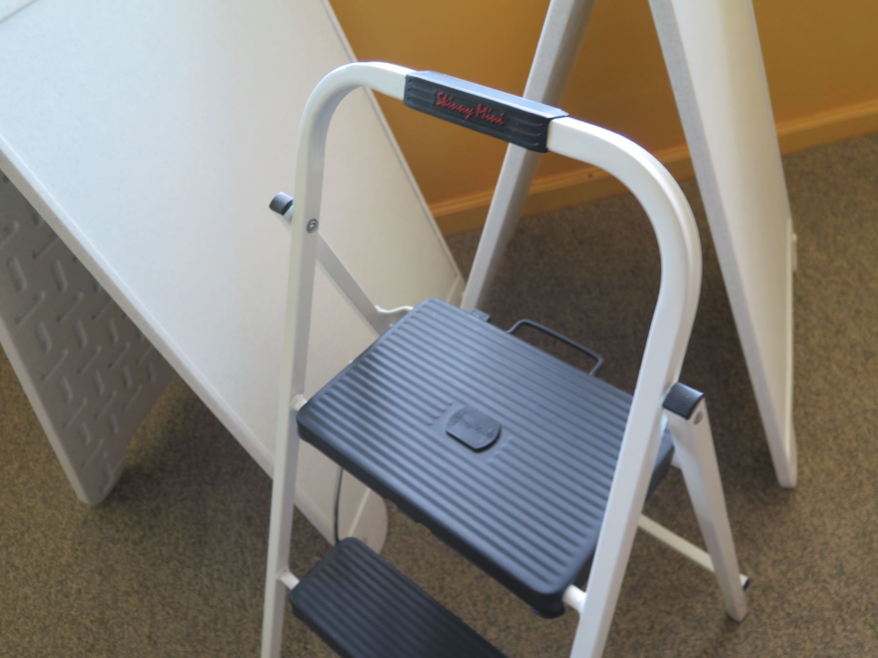 Skinny Mini Step Stool & 2 Simpo Sign A-Frame 'Happiness U' Signs