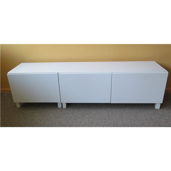 Ikea White 3 Section Cabinet w/ 4 Inside Shelves 