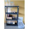 Image 1 : Plastic 3 Tier Shelf w/ Clear Display Containers, Woven Basket w/ Clip Boards, etc