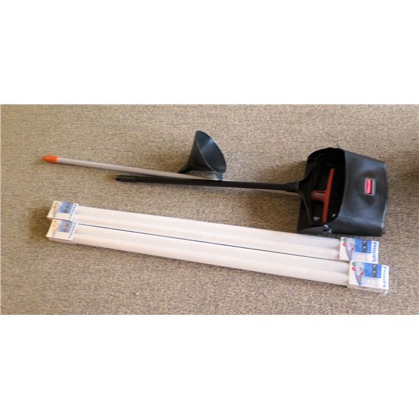 Qty 2 Packages Philips 40W Day Lights Deluxe & Rubbermaid Sweeper & Dust Pan