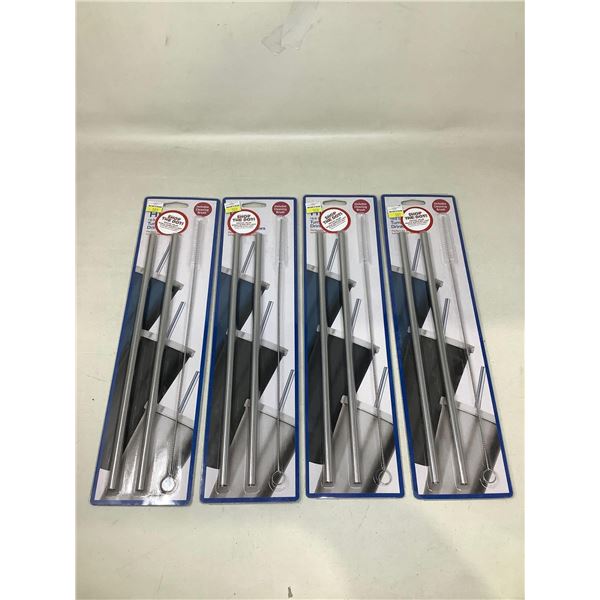 2 piece Stainless Steel Drinking Straws with Cleaning Brush 4X2Pack