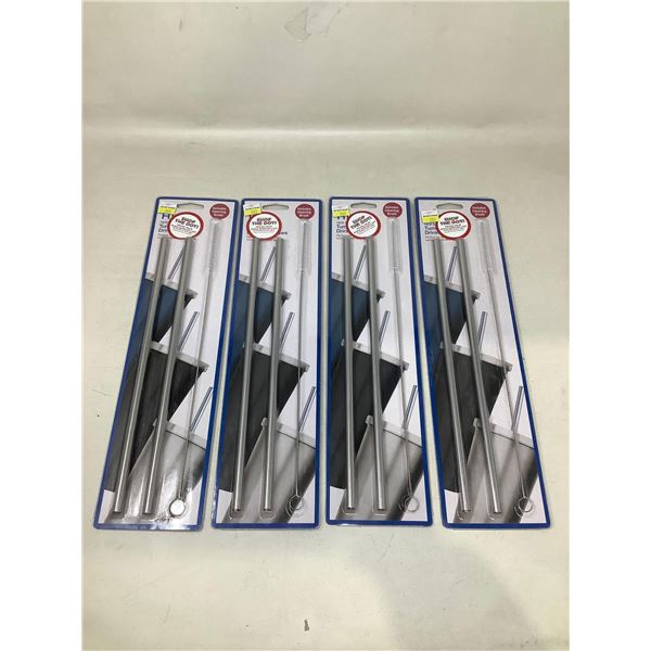 2 piece Stainless Steel Drinking Straws with Cleaning Brush 4X2Pack