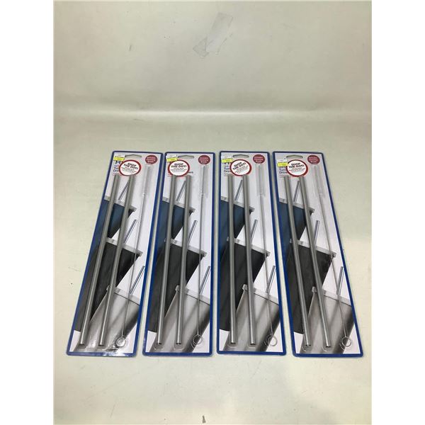 2 piece Stainless Steel Drinking Straws with Cleaning Brush 4X2Pack
