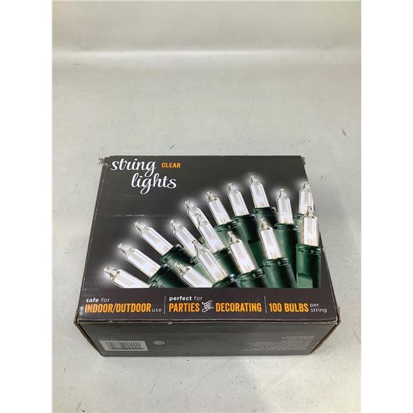 Clear String Lights, 100 Bulbs, Indoor/Outdoor