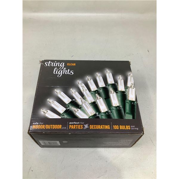 Clear String Lights, 100 Bulbs, Indoor/Outdoor