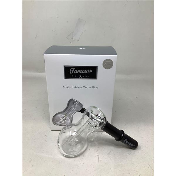 Famous X, Glass Bubbler Water Pipe, 6"