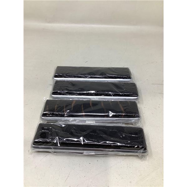 Cigar Case, Black & Silver, Single Button Release X4