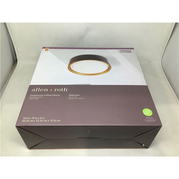 Allen + Roth Flushmount Ceiling Fixture - Matte Black 14"X14"X4"