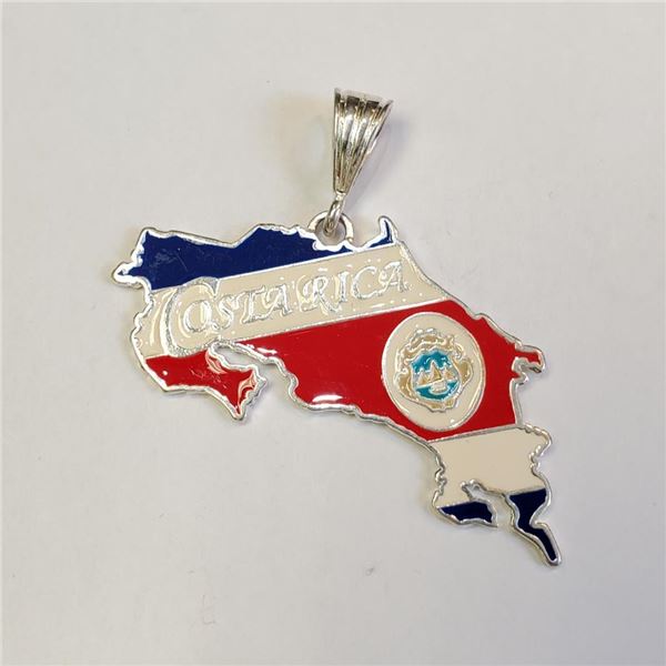 Silver Costrarica Map Pendant, Suggested Retail Value $100