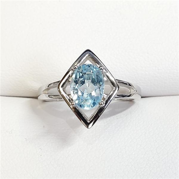 Silver Topaz(1.6ct) Ring (~Size 7)(Ring is resizable for $40) (~weight 3.05g), Suggested Retail Valu