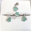 Image 1 : Silver Emerald(6.4ct) Ring, Pendant, Earring Set (~weight 6.56g), Suggested Retail Value $400