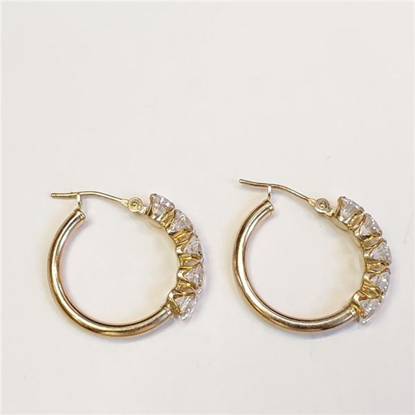 9K Yellow Gold Cubic Zirconia Earrings, Made in Canada, Suggested Retail Value $600