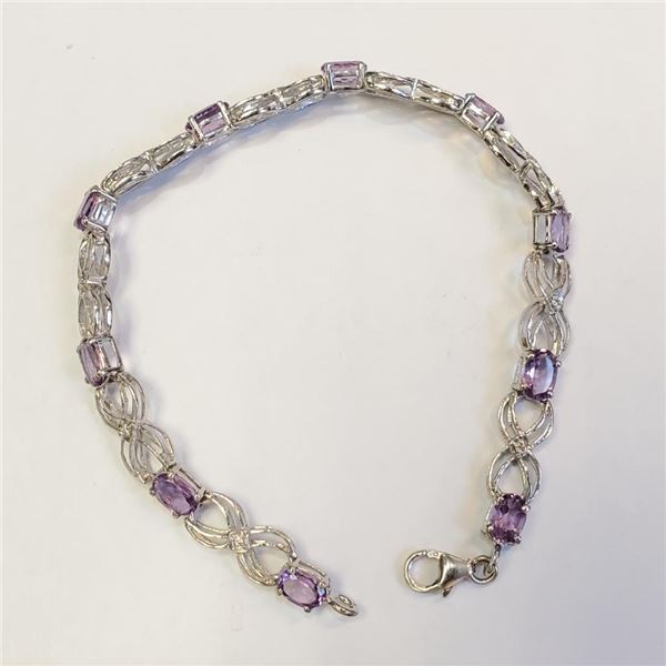 Silver Amethyst Bracelet, Suggested Retail Value $150