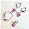 Image 2 : Silver Ruby(6.4ct) Ring, Pendant, Earring Set (~weight 7.96g), Suggested Retail Value $480