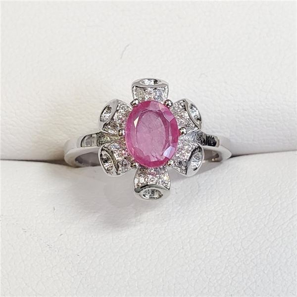Silver Ruby(1ct) Ring (~Size 7)(Ring is resizable for $40) (~weight 3.52g), Suggested Retail Value $