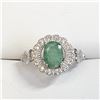Image 1 : Silver Emerald(1.6ct) Ring (~Size 8)(Ring is resizable for $40) (~weight 3.22g), Suggested Retail Va