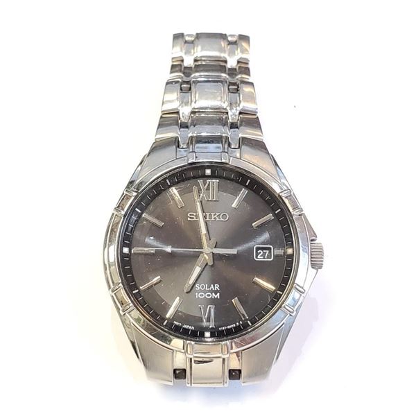 Stainless Steel Eco-Drive Men'S , Grey Dial Watch, Suggested Retail Value $390